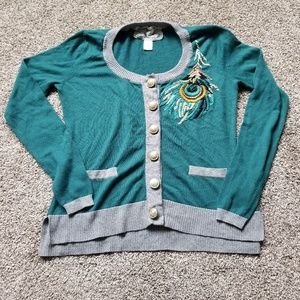 Gorgeous Teal Peacock Cardigan